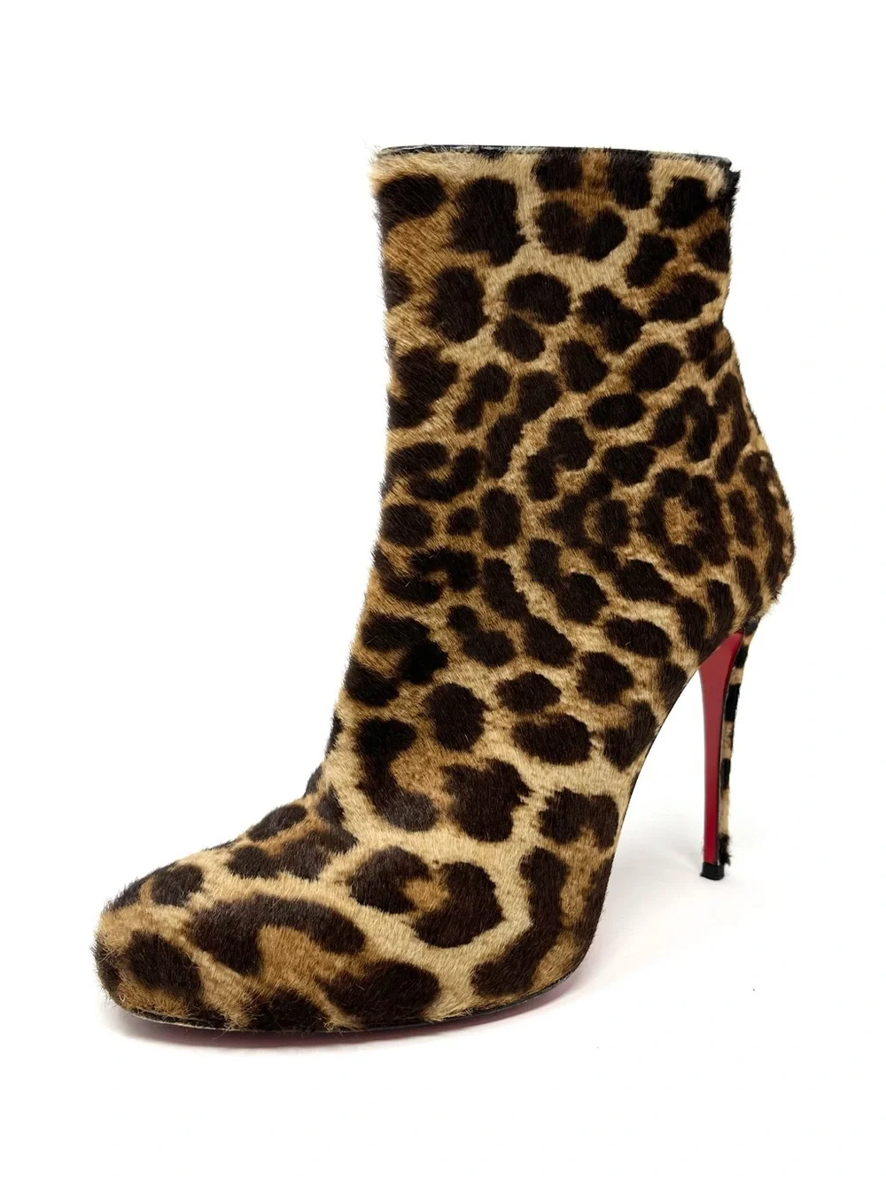 Christian Louboutin Fifi Booty Leopard Ankle Boots Booties Heels Black Brown 37